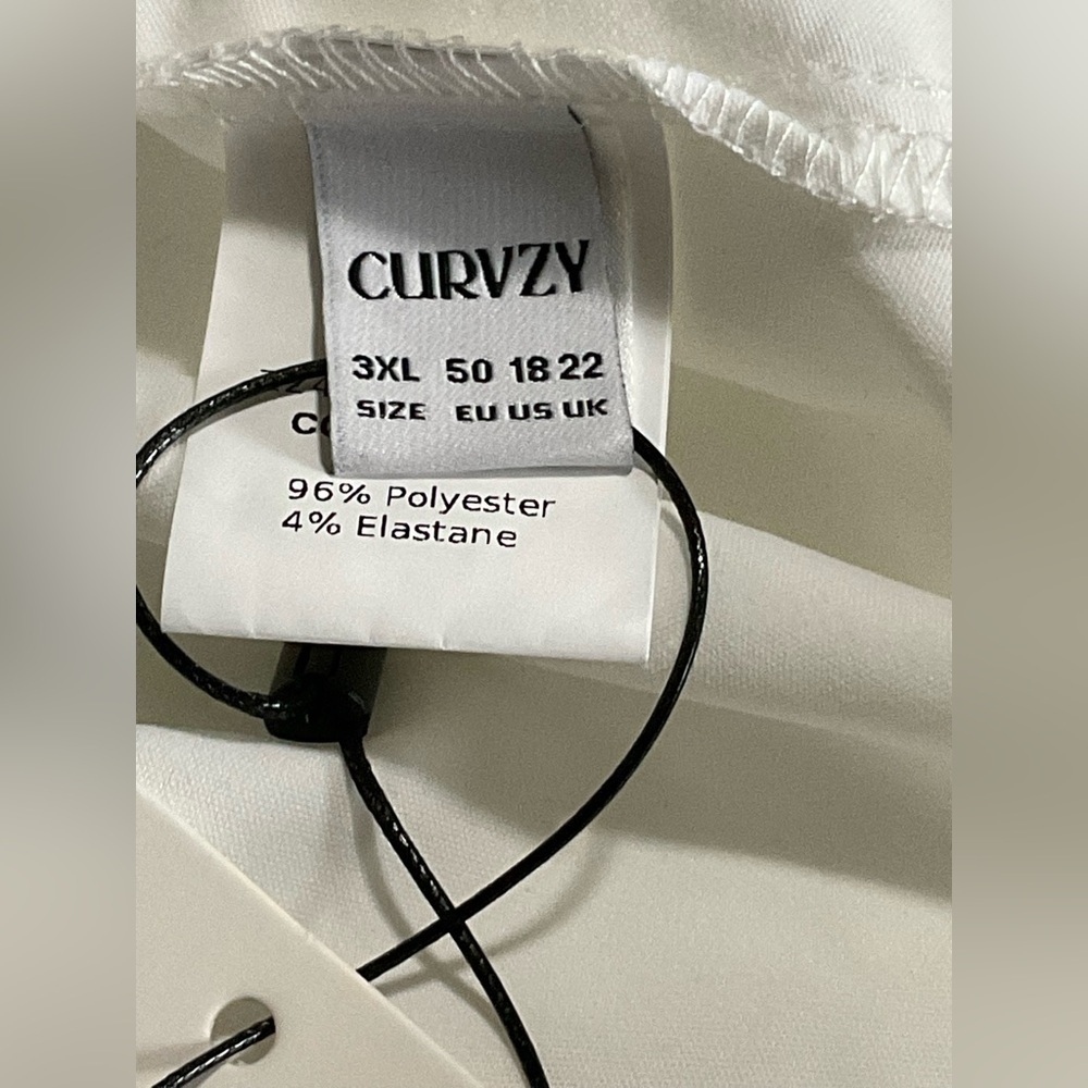 Curvzy Blusa 3XL Blanco Negro Cuello Peter Pan Nueva - Picture 4 of 10